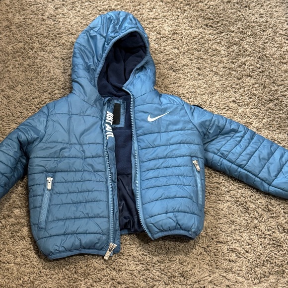 Nike Kids Light Blue Hooded Puffer Jacket - Picture 2 of 12